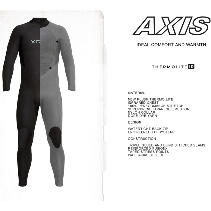 2024 Xcel Hombres Axis 5/4mm Back Zip Neopreno MN54AXG0 - Black